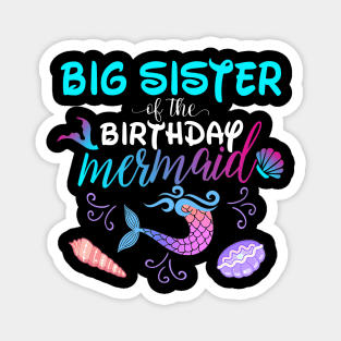 Big Sister Of The Birthday Mermaid Matching Family Magnet