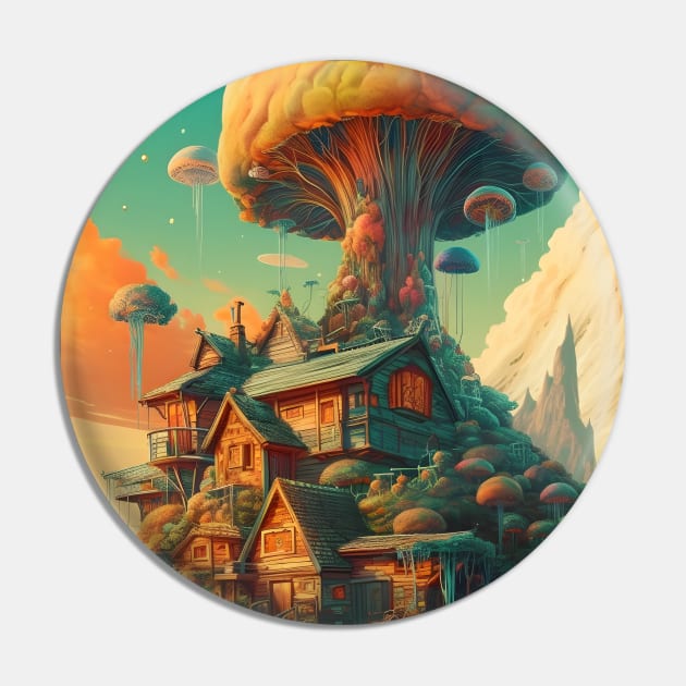 Trippy Cabin In The Forrest Pin by emanuellindqvist