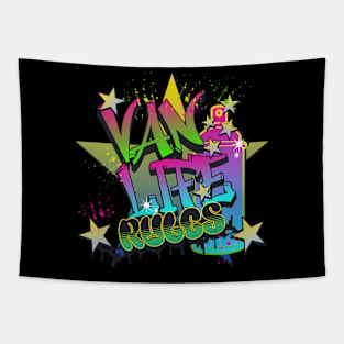 Van Life Rules Graffiti Design Tapestry