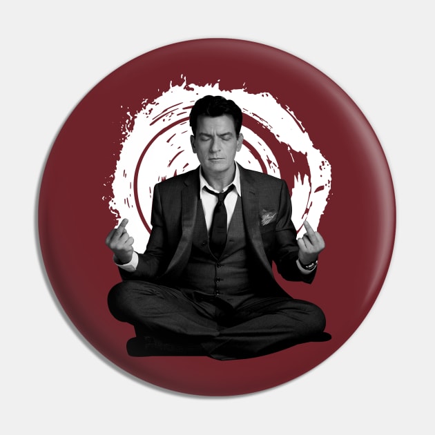 Charlie Sheen Meditation FU Pin by fancyjan