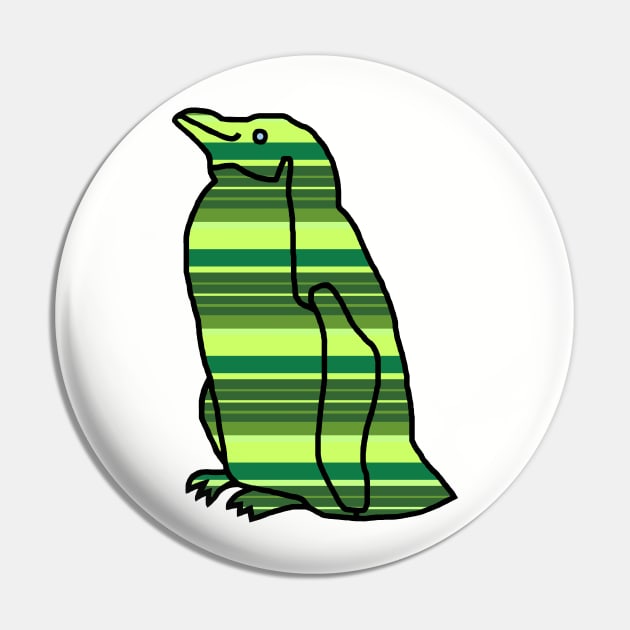 Green Stripes Penguin Pin by ellenhenryart