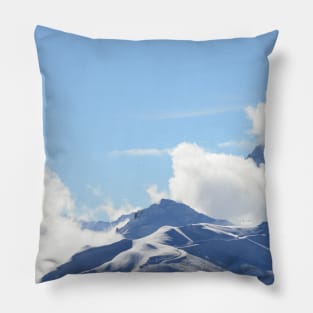 Winter landscape the way / Swiss Artwork Photography Pillow