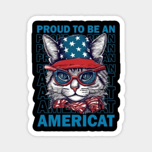 Proud To Be An Americat 4th Of July Cat American Flag Magnet