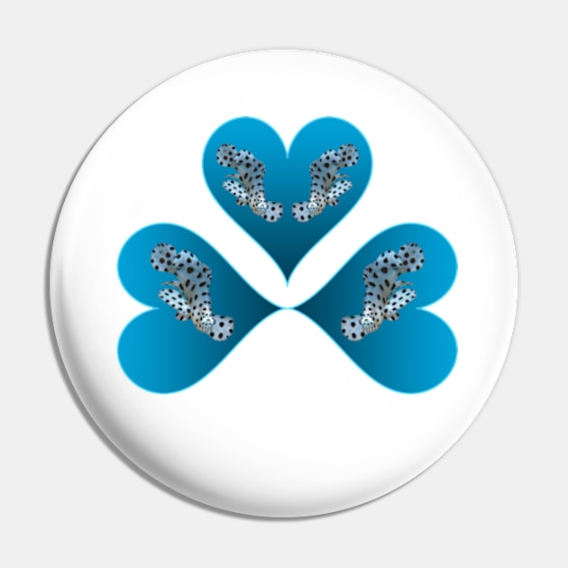 Heart Design | Grouper Trio in 3 Blue Hearts | White Background | Pin by Ute-Niemann