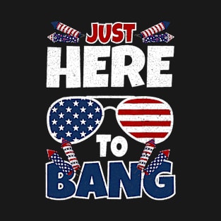 RetroThis Just Here To Bang Funny Patriotic American Flag T-Shirt