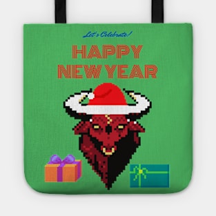 New year illustration with 2021 symbol - bull Tote