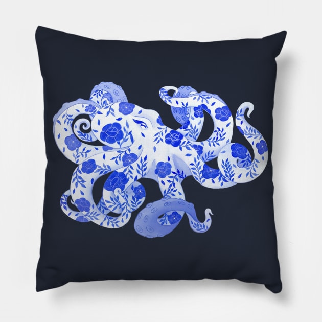 Porcelain Octopus Pillow by Wandering Octopus Designs