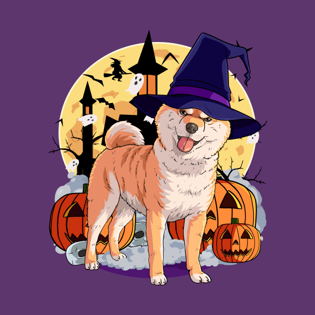 Shiba Inu Scary Dog Halloween Witch Pumpkin by Noseking