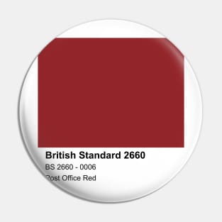 Post Office Red British Standard 0006 Colour Swatch Pin