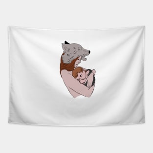 Mother wolf and her baby Tapestry