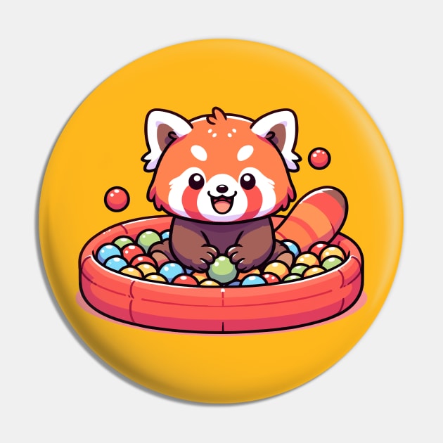 Playful Paws: Red Panda's Ball Pit Bonanza Pin by The Tee Bizarre