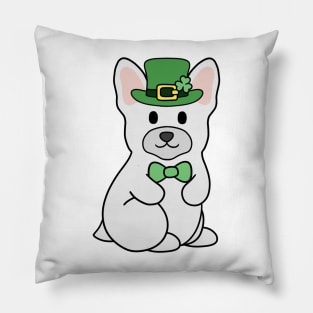 St Patrick French Bulldog White Pillow