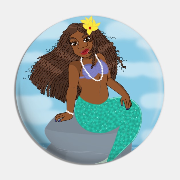 Beautiful Caribbean Mermaid Pin by MidnightBlueDesigns