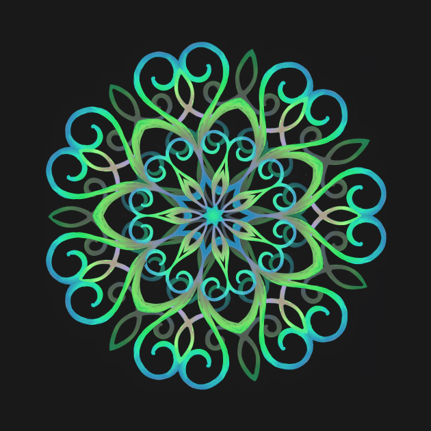 Discover Neon Green Teal Meditation Mandala - Neon Green - T-Shirt