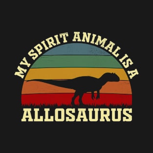 Allosaurus Dinosaur Spirit Animal Vintage Retro Sunset T-Shirt