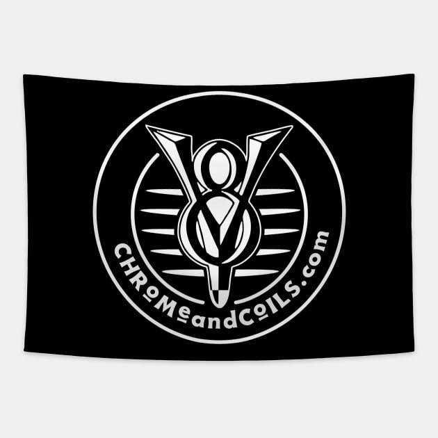 V8 Logo - Badge - Symbol (Chrome and Coils) Tapestry by CC I Design