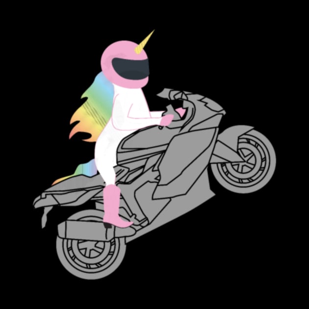 Unicorn Riding Motorcycle T-Shirt for Motorcyclist by Xizin Gao