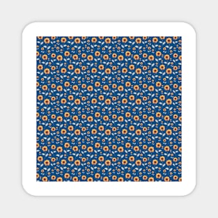 Sunflowers Pattern on Classic Blue Magnet