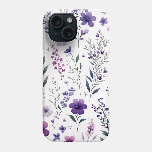 Flower, "Delicate Impressions: Classic Floral Elegance Phone Case by Gold Turtle Lina