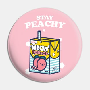 Stay peachy Cat Juice Box Illustration Pin