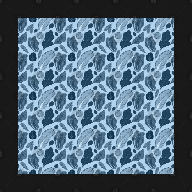 Leafy Greens Pattern - Blue by FontaineN