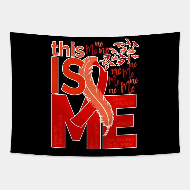 This Is Me - Awareness Feather Ribbon - Red Tapestry by CuteCoCustom