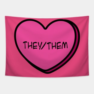 Pronoun They/Them Conversation Heart in Pink Tapestry