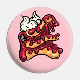 Monster Lowbrow Red Velvet Cake Slice Cartoon Freaky Character Pin