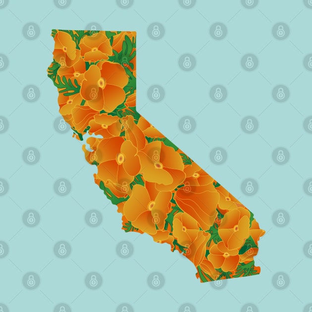 California State Outline Poppy Wildflower Superbloom by Spatium Natura