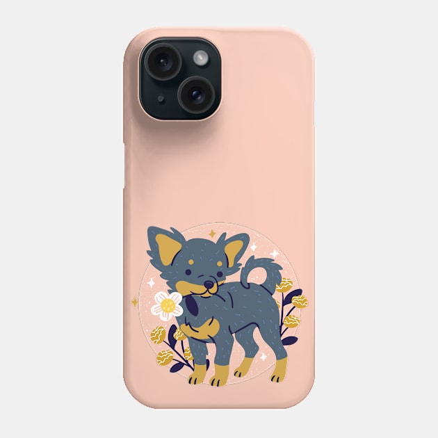 Chihuahua holding a flower Phone Case by Wlaurence