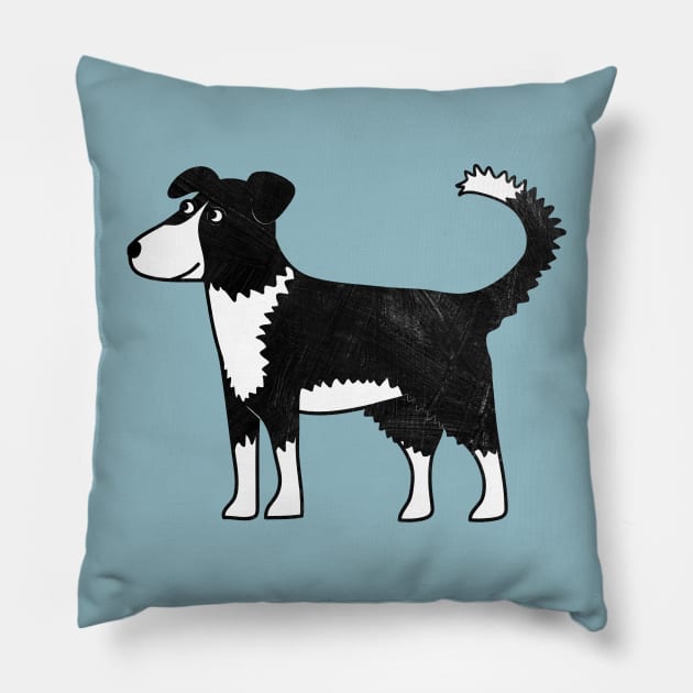 Border Collie Cartoon Dog Art Pillow by NicSquirrell