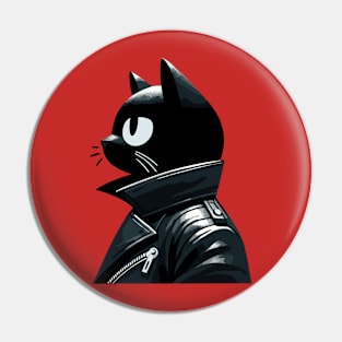 Black Cool Cat Pin