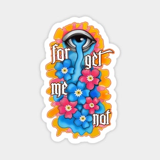 Forget me not the eye crying flowers (pink background ) Magnet