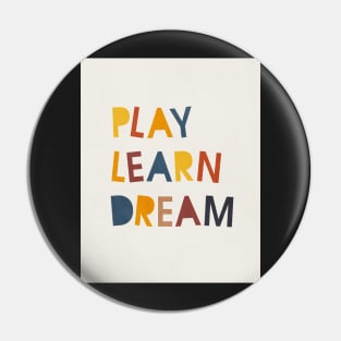 Play Learn Dream, Abstract, Mid century modern kids wall art, Nursery room Pin