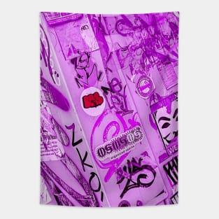 Street Art Pink Urban NYC Sticker Tag Tapestry