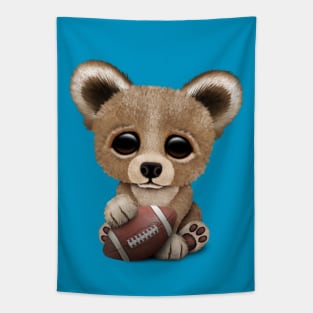 Cute Baby Bear Playing With Football Tapestry