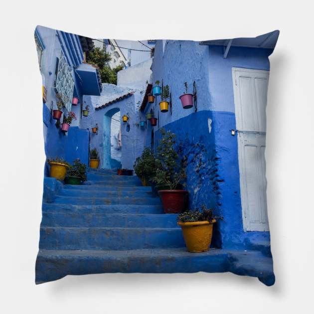 Blue stairs Pillow by Memories4you