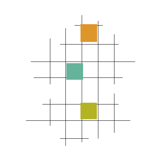 Turquise Green and Orange Squares and Lines by OrchardBerry