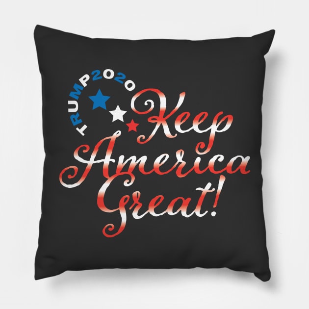 Trump 2020 Keep America Great USA Flag Pillow by Sanford Studio