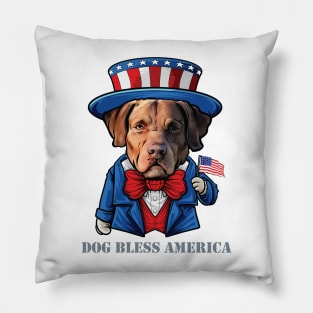 Chesapeake Bay Retriever Dog Bless America Pillow