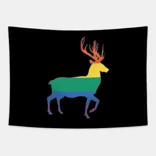 Rainbow Pride Flag Stag Silhouette Tapestry