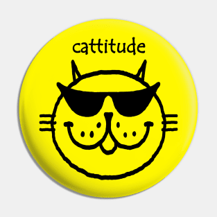 cattitude (black outline) Pin