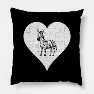 Jigsaw  Zebra Heart Design - Wild Animal Zebra Pillow