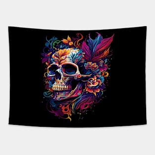 Floral Skull Tapestry