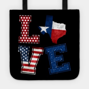 Love Texas Distressed Retro American Flag 4th Of July Gift Tote