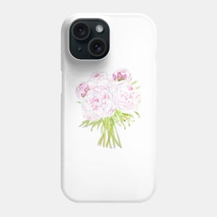 pink peony bouquet  watercolor and ink Phone Case