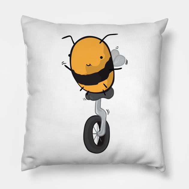 Bee on a unicycle Pillow by PandaSiege