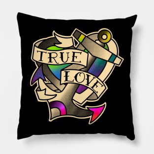 True love rainbow heart and anchor Pillow