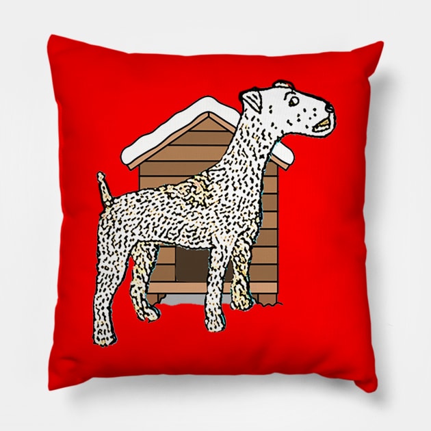 Cute puppy in your little house Pillow by Marccelus