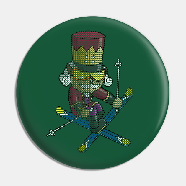 Skiing Nutcracker Ski Christmas Knit Pattern Skier Pin by E